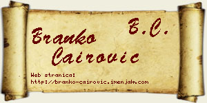 Branko Čairović vizit kartica
